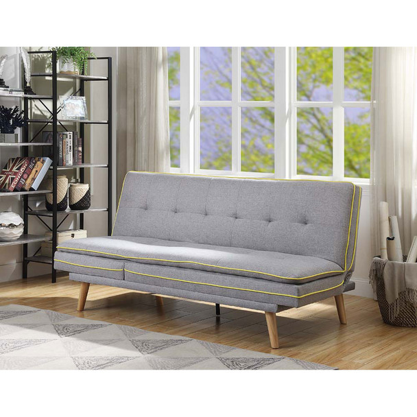 ACME 57164 Savilla Adjustable Sofa, Gray Linen & Oak Finish