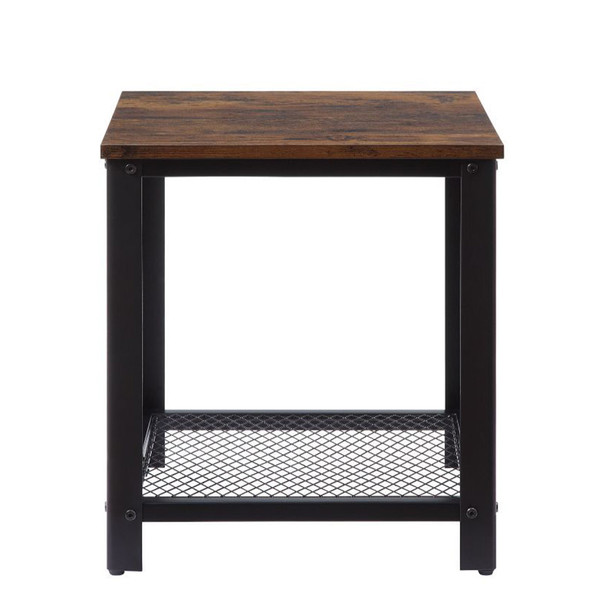 ACME 83967 Taurus End Table, White Printed Faux Marble & Black Finish