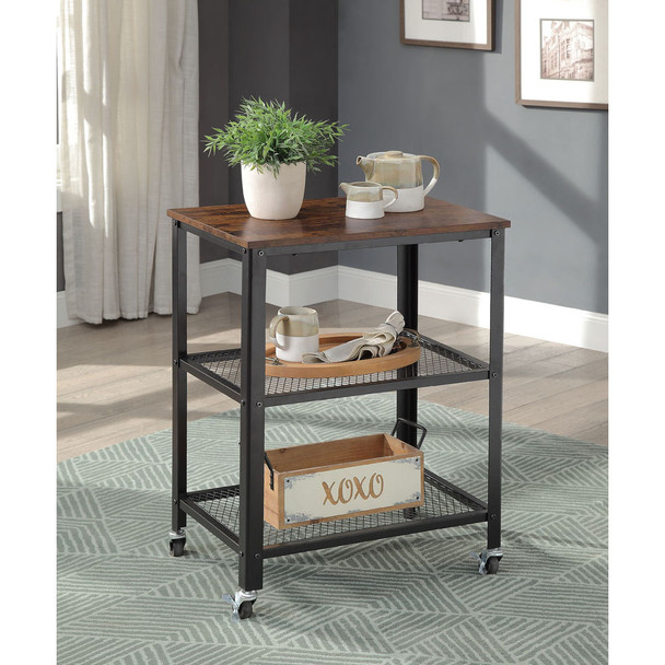 ACME 97884 Taurus Accent Table, Rustic Oak & Black Finish