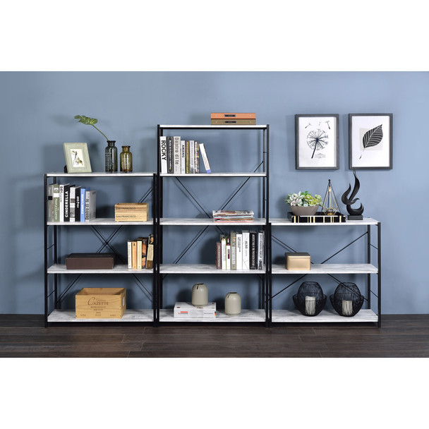 ACME 92771 Tesadea Bookshelf, Antique White & Black Finish