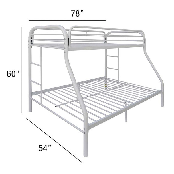 ACME 02053WH Tritan Twin/Full Bunk Bed, White