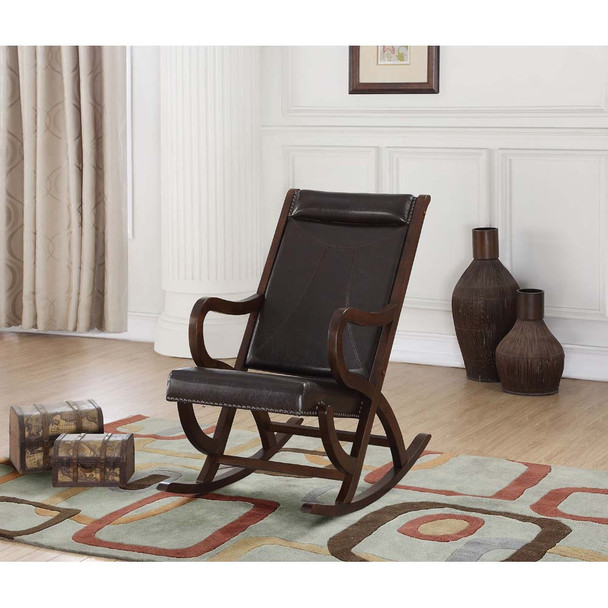 ACME 59535 Triton Rocking Chair, Espresso PU & Walnut