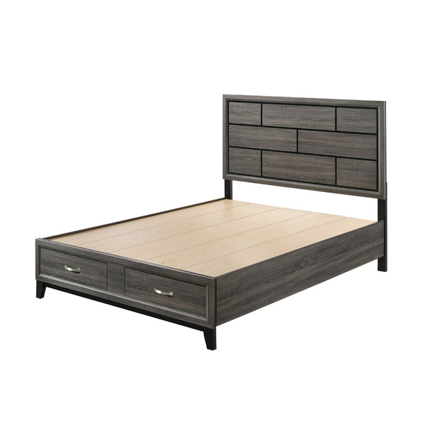 ACME Valdemar Eastern King Bed w/Storage, Weathered Gray