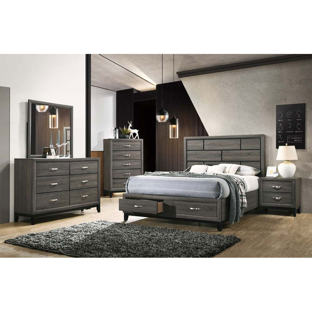 ACME 27060Q Valdemar Queen Bed with Storage, Weathered Gray