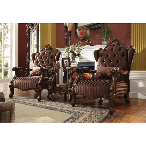 ACME 52082 Versailles Chair with 1 Pillow, Brown Velvet & Cherry Oak