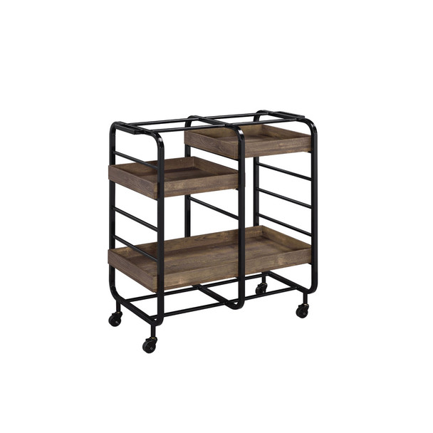 ACME 98410 Vorrik Serving Cart, Black & Walnut