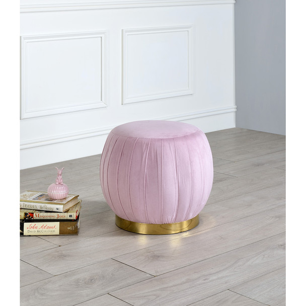 ACME 96448 Zinnia Ottoman, Pink Carnation Velvet & Gold