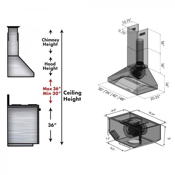 ZLINE 597-RS-48-400 - 48 in. Remote Blower Wall Mount Range Hood in Stainless Steel