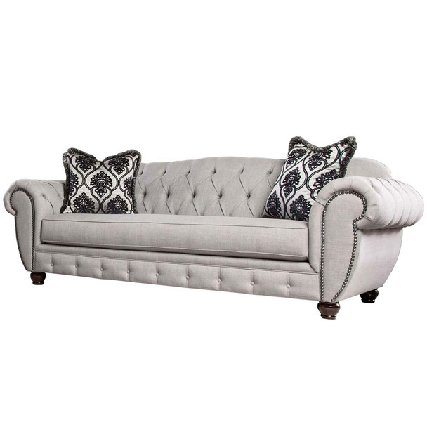 Furniture of America IDF-2291-SF Oscar Transitional Tufted Sofa in Gray