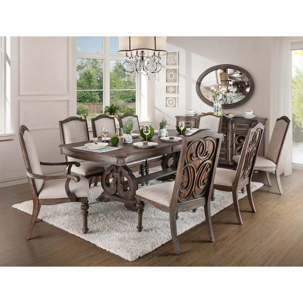 Furniture of America IDF-3150T Sorensen Rustic Dining Table with 18" Leaf in Rustic Natural Tone