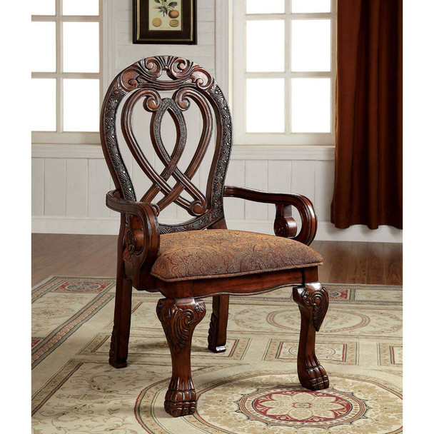 Furniture of America IDF-3186CH-AC Beau Traditional Padded Arm Chairs (Set of 2)