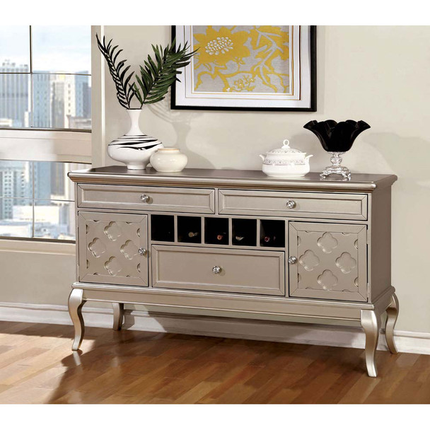 Furniture of America IDF-3219SV Mora Contemporary Multi-Storage Server in Gray and Champagne