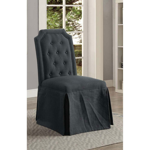 Furniture of America IDF-3343GY-SC Ulric Transitional Button Tufted Side Chairs (Set of 2)