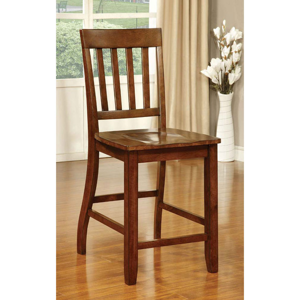 Furniture of America IDF-3437PC Monte Transitional Slatted Back Counter Height Chairs (Set of 2)