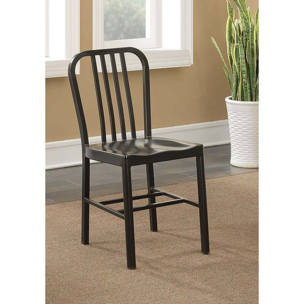 Furniture of America IDF-3509BK-SC Waterloo Industrial Steel Slat Back Side Chairs in Black (Set of 2)