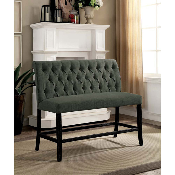 Furniture of America IDF-3564GY-PBN Gracie Transitional Button Tufted Dining Bench