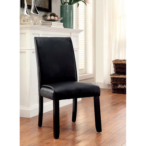 Furniture of America IDF-3823BK-SC Rumie Contemporary Upholstered Side Chairs in Black (Set of 2)