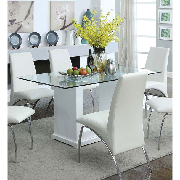 Furniture of America IDF-3917T Jarvis Contemporary Glass Top Dining Table