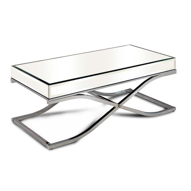 Furniture of America IDF-4230CRM-C Lorrisa Contemporary Glass Top Coffee Table in Chrome