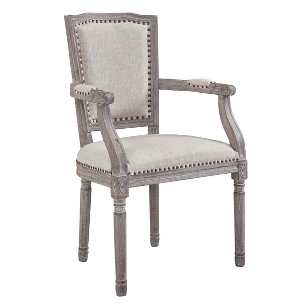 Modway Penchant Vintage French Upholstered Fabric Dining Armchair Beige EEI-2606-BEI