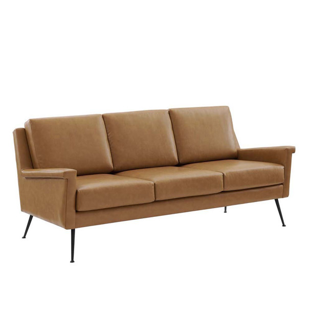 Modway EEI-4629-BLK-TAN Chesapeake Vegan Leather Sofa