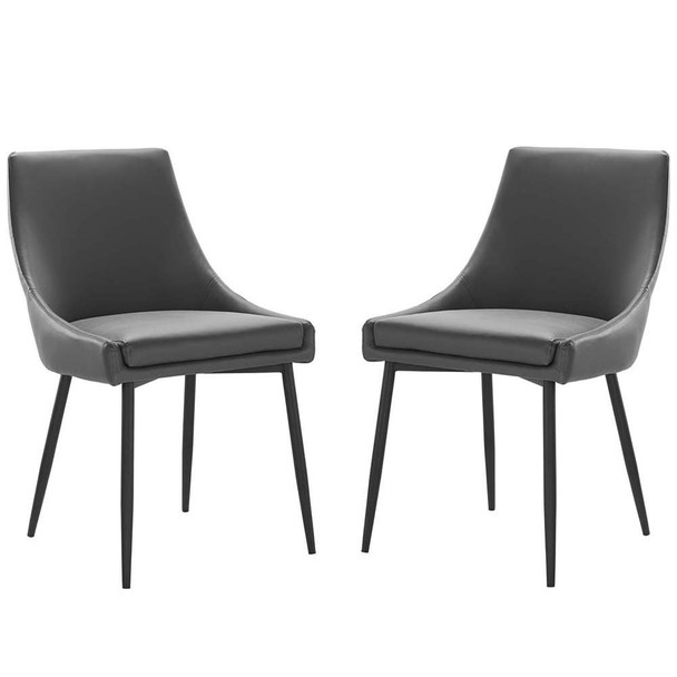 Modway EEI-4827 Viscount Leather Dining Chairs - Set of 2