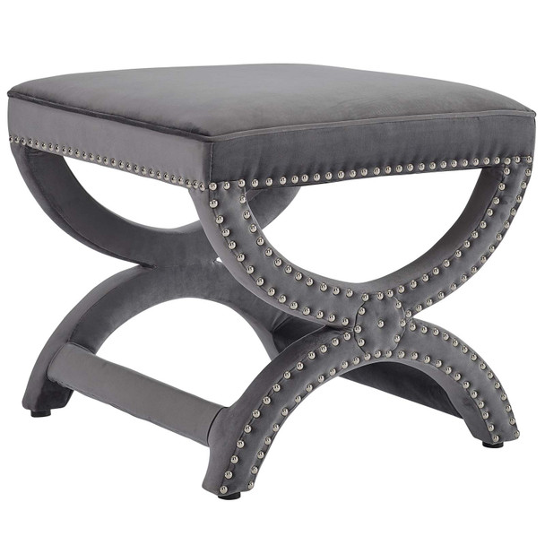 Modway Expound Upholstered Nailhead Trim Performance Velvet Ottoman Gray EEI-3068-GRY