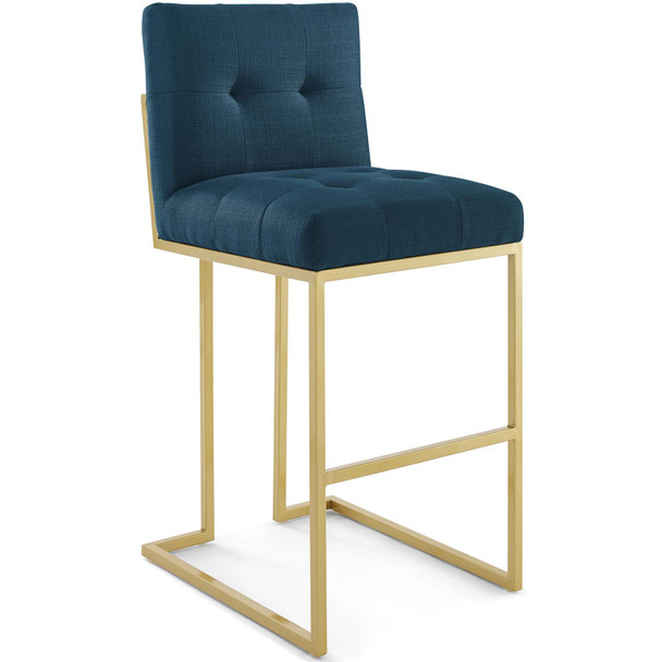 Modway Privy Gold Stainless Steel Upholstered Fabric Bar Stool Gold Azure EEI-3855-GLD-AZU
