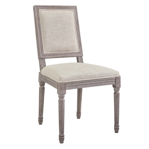 Modway Court Vintage French Upholstered Fabric Dining Side Chair Beige EEI-2682-BEI