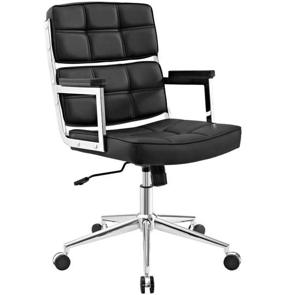 Modway Portray Highback Upholstered Vinyl Office Chair Black EEI-2685-BLK
