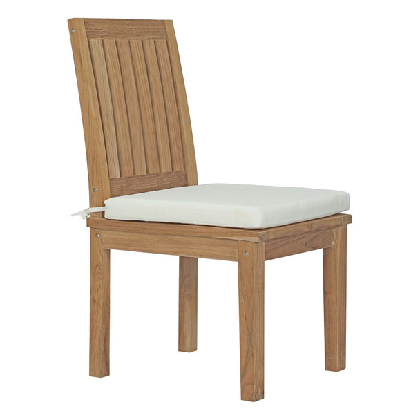 Modway Marina Outdoor Patio Teak Dining Chair Natural White EEI-2700-NAT-WHI