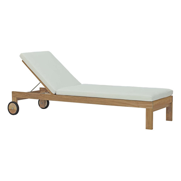 Modway Upland Outdoor Patio Teak Chaise Natural White EEI-2711-NAT-WHI