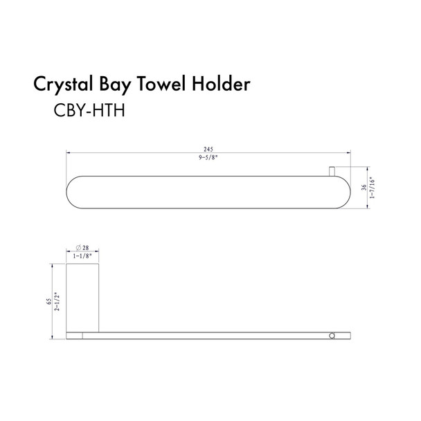 ZLINE CBY-HTH-CH Crystal Bay Towel Holder in Chome