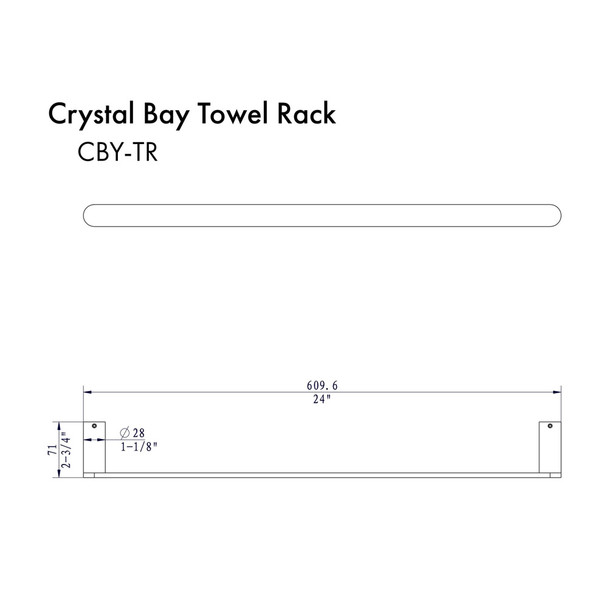 ZLINE CBY-TR-CH Crystal Bay Towel Rail in Chome