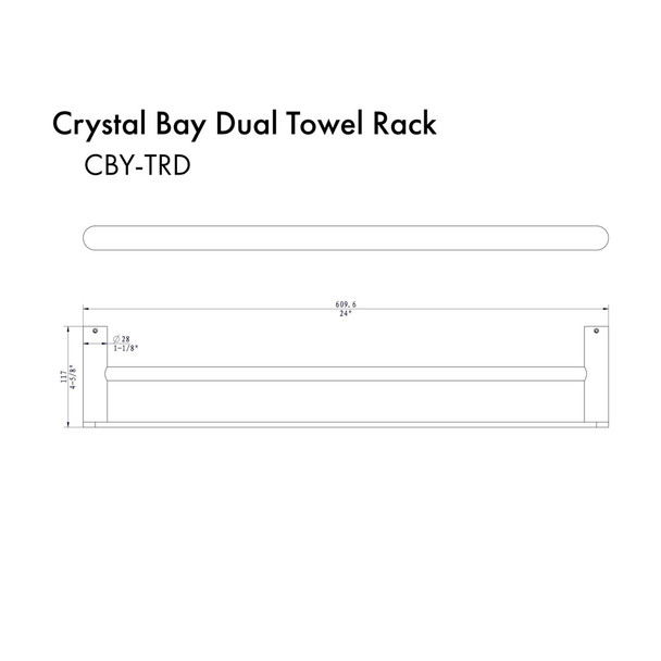 ZLINE CBY-TRD-CH Crystal Bay Double Towel Rail in Chome
