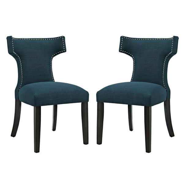 Modway Curve Dining Side Chair Fabric Set of 2 Azure EEI-2741-AZU-SET
