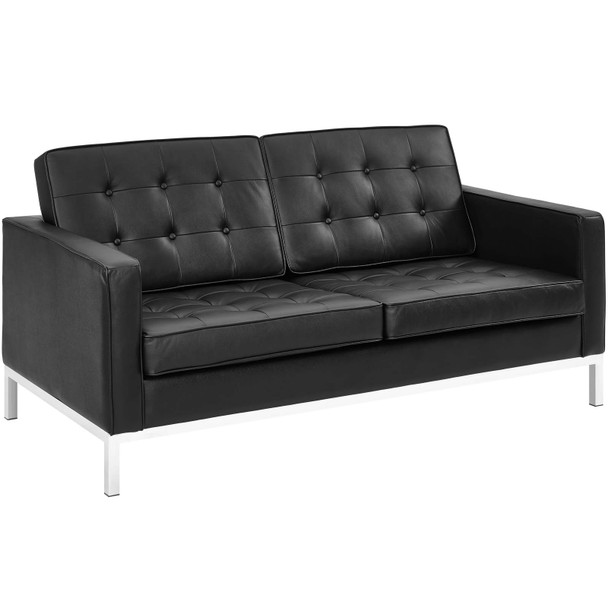 Modway Loft Leather Loveseat Black EEI-2780-BLK