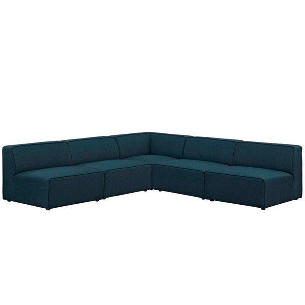 Modway Mingle 5 Piece Upholstered Fabric Armless Sectional Sofa Set Blue EEI-2839-BLU