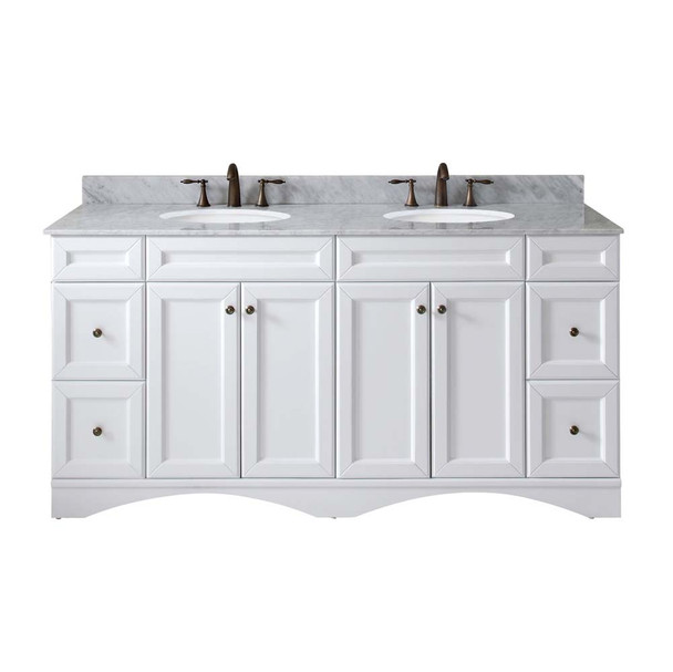 Virtu USA ED-25072-WMRO-WH-001-NM Talisa 72" Double Bath Vanity in White with Marble Top and Round Sink with Brushed Nickel Faucet
