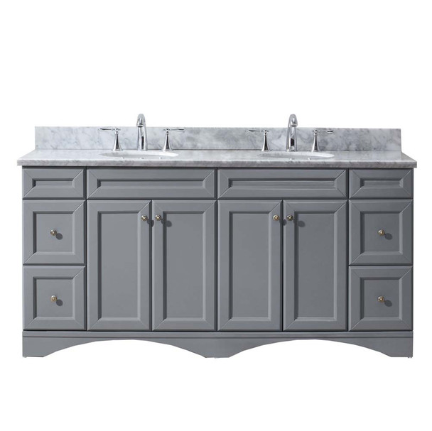 Virtu USA ED-25072-WMRO-GR-001-NM Talisa 72" Double Bath Vanity in Grey with Marble Top and Round Sink with Brushed Nickel Faucet