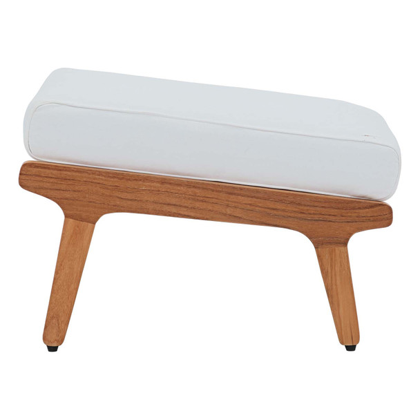 Modway Saratoga Outdoor Patio Teak Ottoman EEI-2936-NAT-WHI Natural White