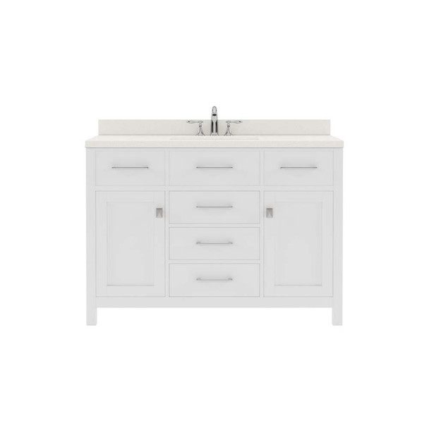 Virtu USA MS-2048-DWQRO-WH-NM Caroline 48" Single Bath Vanity in White with Dazzle White Top and Round Sink