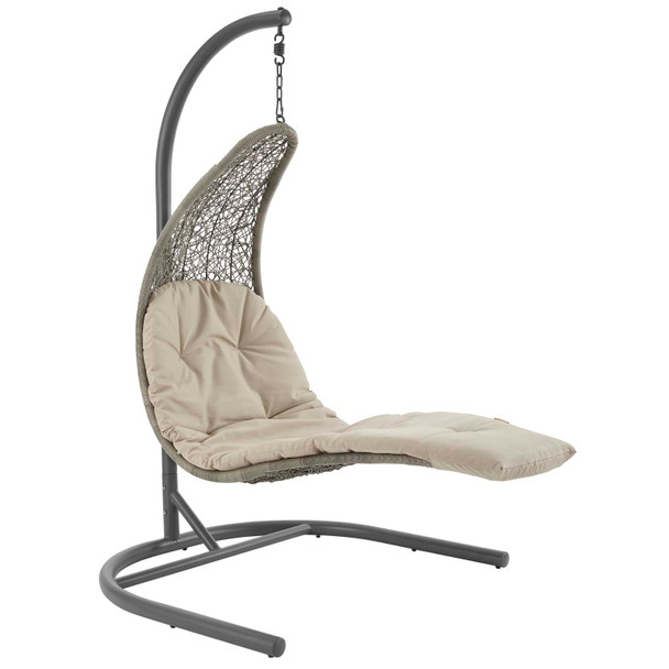 Modway Landscape Hanging Chaise Lounge Outdoor Patio Swing Chair EEI-2952-LGR-BEI Light Gray Beige