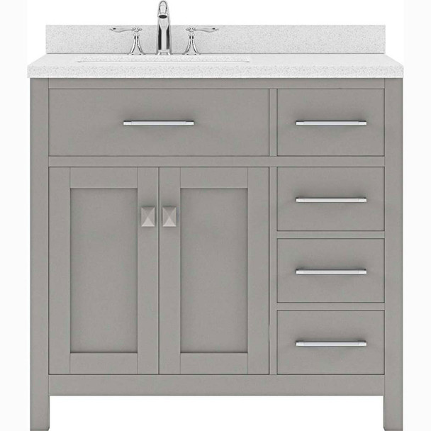 Virtu USA MS-2136R-DWQRO-CG-NM Caroline Parkway 36" Single Bath Vanity in Cashmere Grey with Dazzle White Top and Round Sink