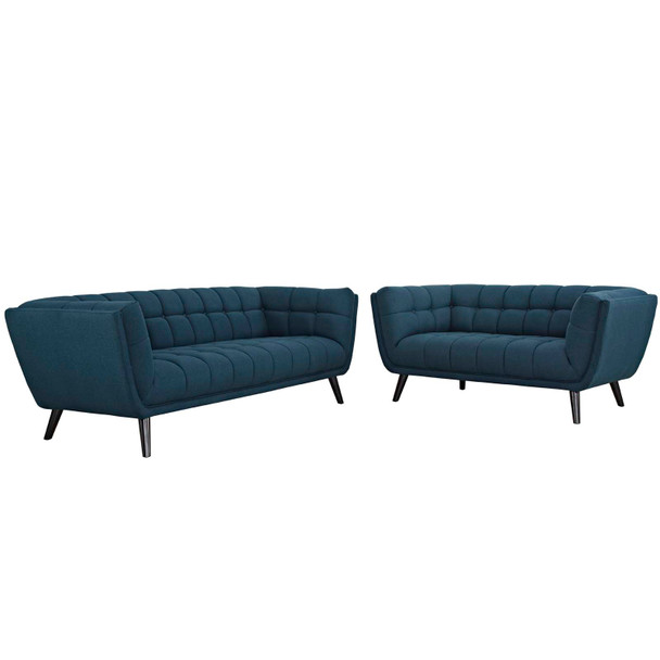 Modway Bestow 2 Piece Upholstered Fabric Sofa and Loveseat Set EEI-2975-BLU-SET Blue