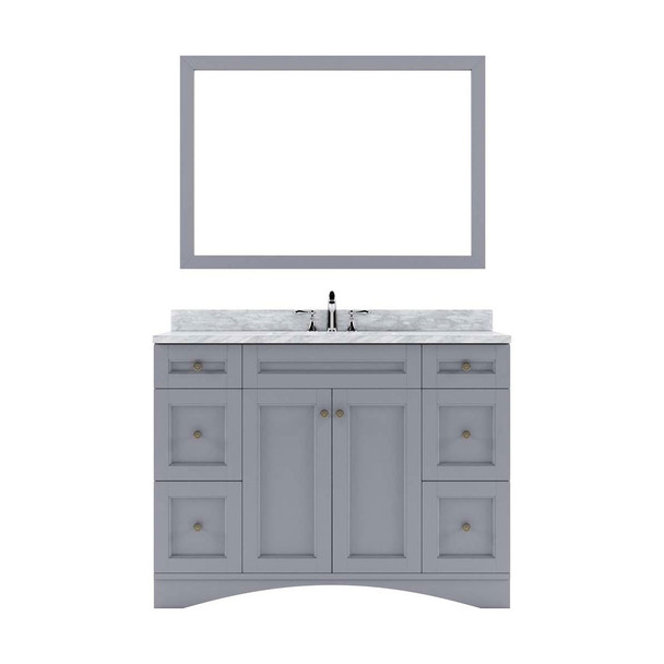 Virtu USA ES-32048-WMSQ-GR Elise 48" Single Bath Vanity in Grey with Marble Top and Square Sink with Mirror