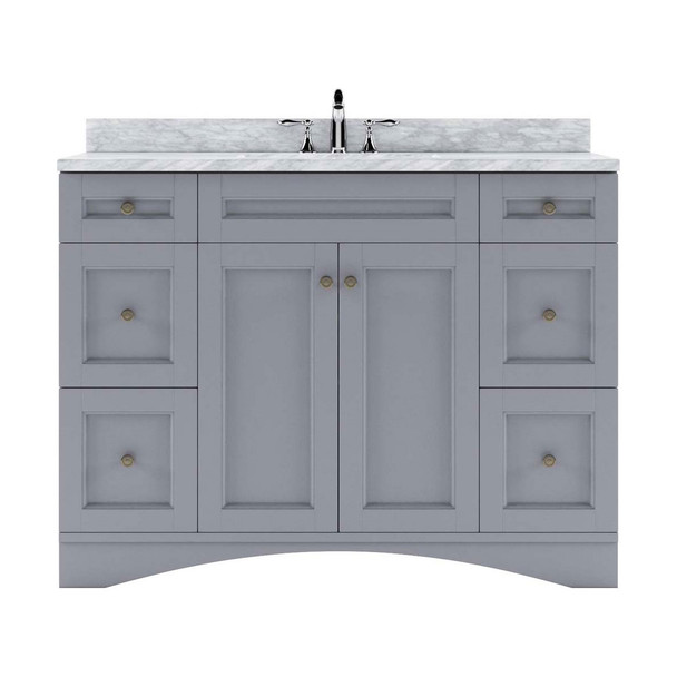 Virtu USA ES-32048-WMSQ-GR-NM Elise 48" Single Bath Vanity in Grey with Marble Top and Square Sink