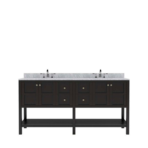 Virtu USA ED-30072-WMRO-ES-NM Winterfell 72" Double Bath Vanity in Espresso with Marble Top and Round Sink