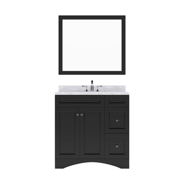 Virtu USA ES-32036-WMSQ-ES Elise 36" Single Bath Vanity in Espresso with Marble Top and Square Sink with Mirror