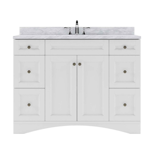 Virtu USA ES-32048-WMSQ-WH-NM Elise 48" Single Bath Vanity in White with Marble Top and Square Sink